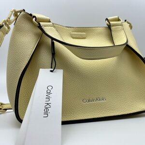 Calvin Klein Cream Crossbody Bag with Modern Design